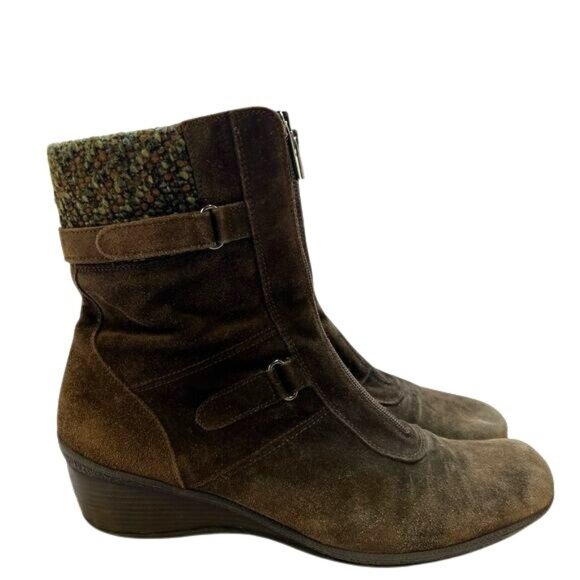AQUATALIA Brown Suede Zip Ankle Booties US 10 - Picture 1 of 11